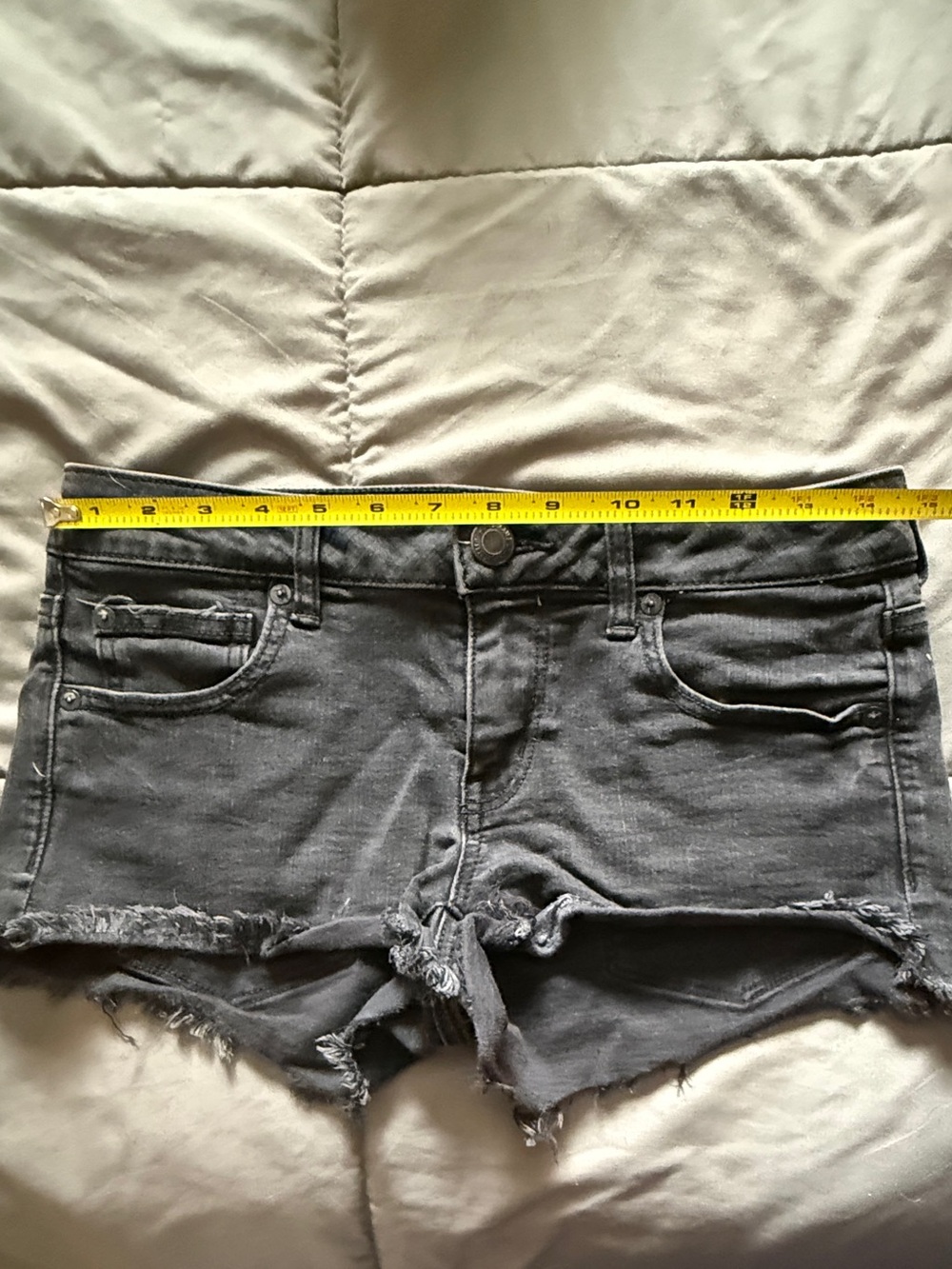 American Eagle Outfitters Super Low Shortie Gray/Black Cutoff Shorts
